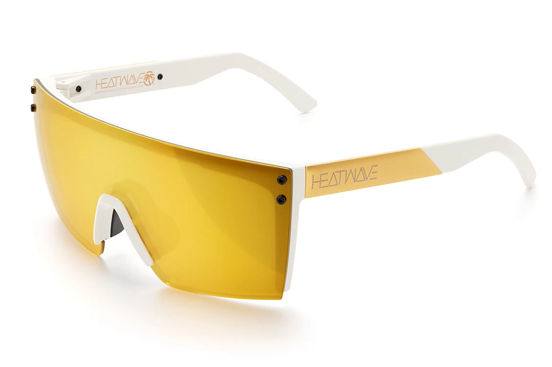 Lazer Face White Frame Sunglasses: WHITE/GOLD METAL Customs